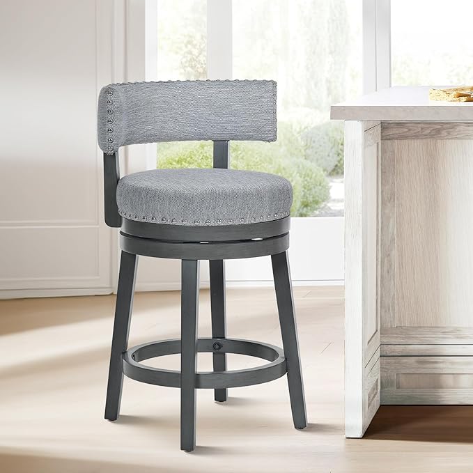 COLAMY Swivel Counter Height Bar Stools Set of 1, 25 Inch Modern Upholstered - Image 3