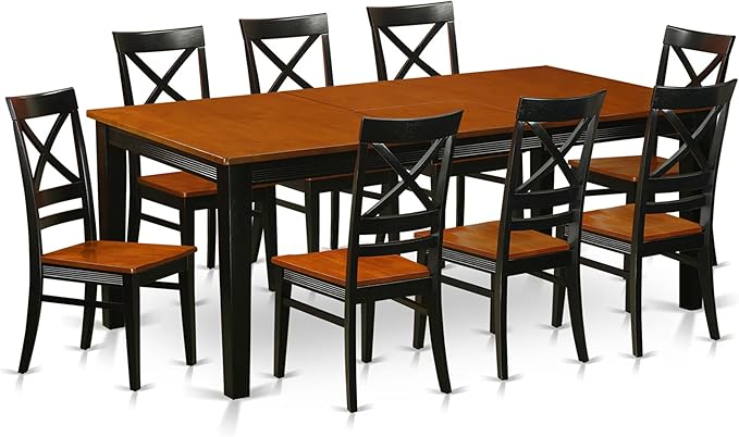 East West Furniture QUIN9-BLK-W 9 Piece Dining Room Furniture Set Includes a by EastWestFurniture