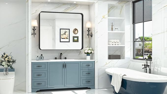 TokeShimi 42x36 Black Bathroom Mirror - Image 2