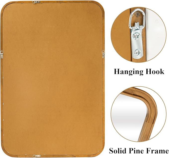WallBeyond Wood Framed Mirrors for Bathroom, 24x36 Inch Wooden Frame Wall - Image 5