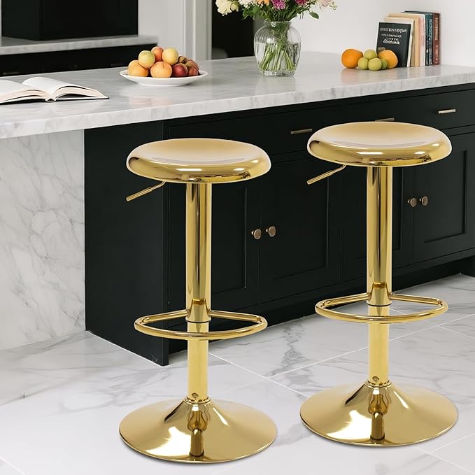 Bar Stools - 2 Pack, Adjustable Swivel Height Counter Bar Stool, Modern Metal - Image 7