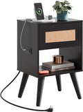 WLIVE Black Rattan Night Stand by WLIVE