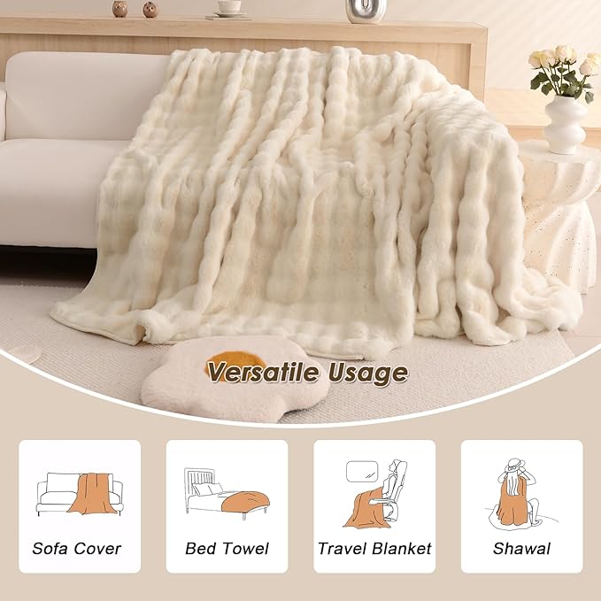 VM VOUGEMARKET Plush Faux Fur Couch Cover Thick Fluffy Fuzzy Sectional Sofa - Image 2