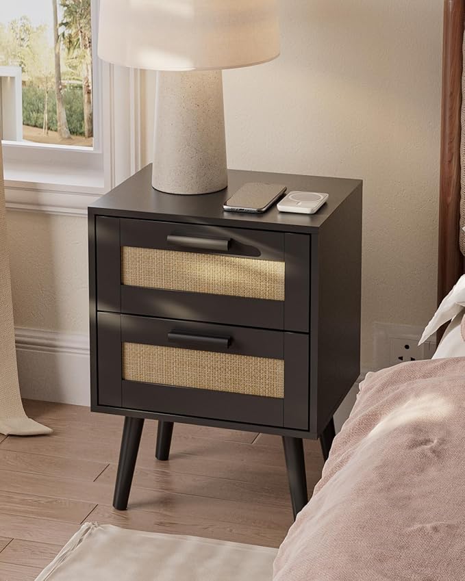 Masupu Rattan Night Stand, Modern nightstand Boho Bedside Table - Image 4