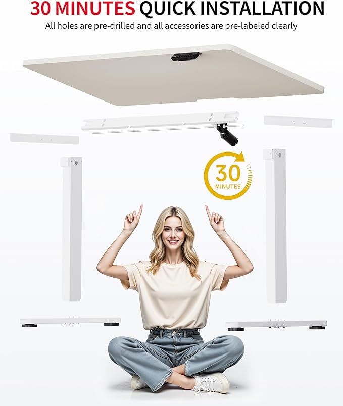 Okin Standing Desk Electric Adjustable Computer Whole Piece Stand up Desk - Image 9