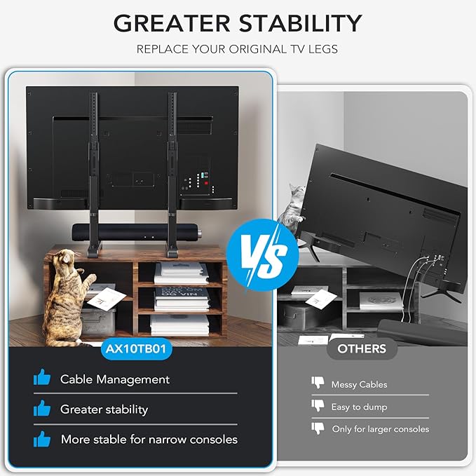 AX WABER Universal TV Stand, Table Top TV Stand Base Replacement - Image 4