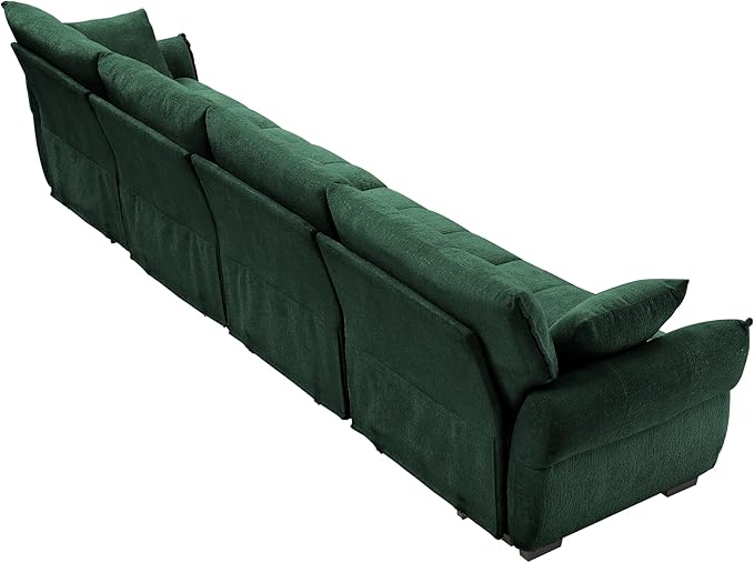 Modern Chenille Fabric 4-Seat Sofa w/ 2 Pillows, Premium Upholstery Living Room - Image 8