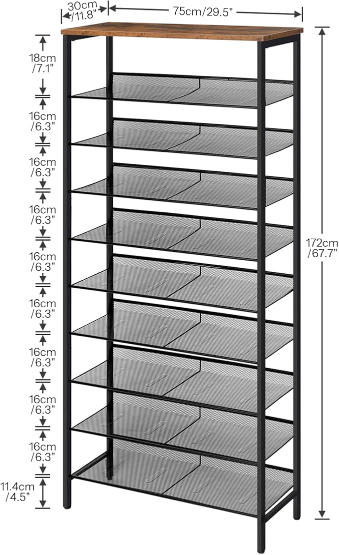 HOOBRO 10-Tier Shoe Rack, 29.5"L Shoe Shelf, Large Capacity Shoe Storage - Image 3