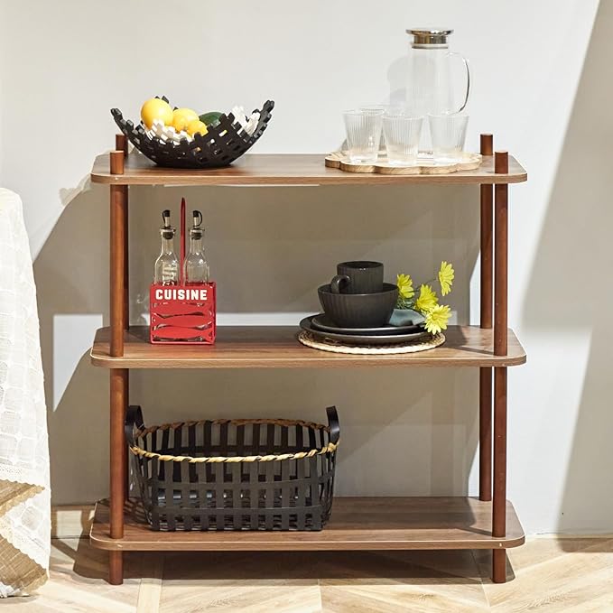 3 Tier Vintage Bookcase with Wood Frame Easy Assemble Construct - Image 6