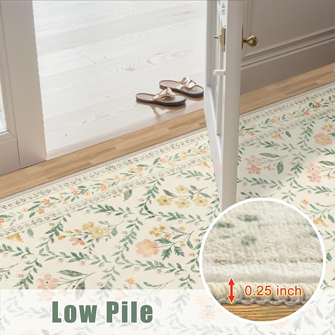 8x10 Area Rugs for Living Room: Floral Washable Rug Vintage Large Soft Boho - Image 8