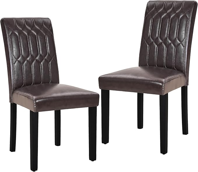 VECELO Upholstered Dining Chairs Set of 2, Modern PU Leather Accent Parsons - Image 7