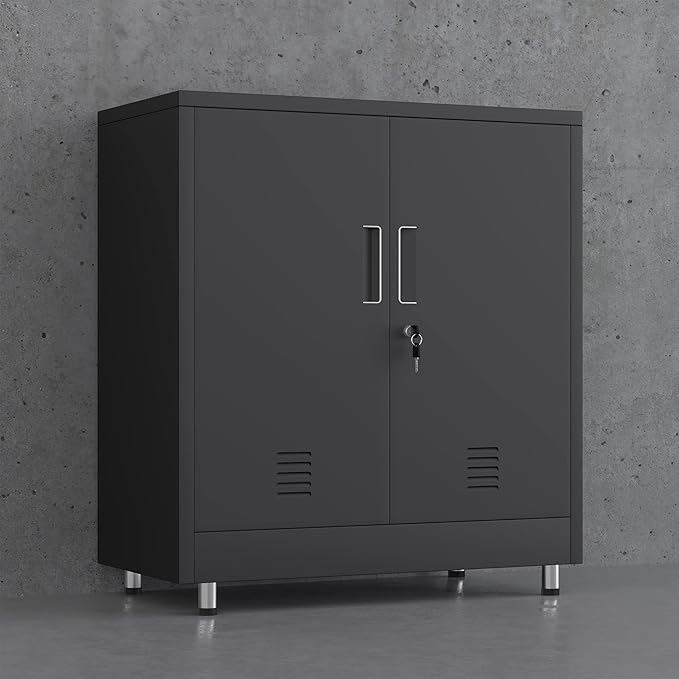 Metal Storage Cabinet with Locking Doors and Adjustable Shelf, Small Lockable - Image 6