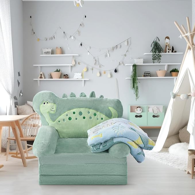 Dinosaur Kids Couch Fold Out 2-in-1 Toddler Sofa Fold Out - Image 6