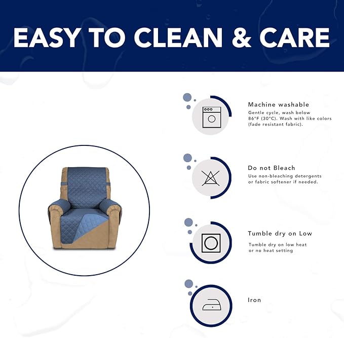PureFit Reversible Sofa Cover Water Resistant Recliner Couch Cover, Machine - Image 7
