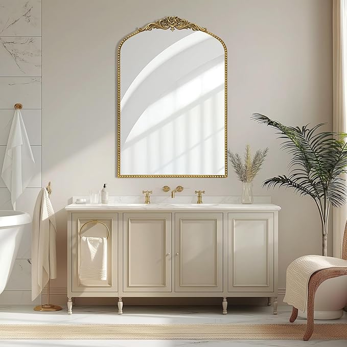 AIXI HOME Vintage Gold Arched Mirror 24"x36", Traditional Arendahl Antique - Image 7