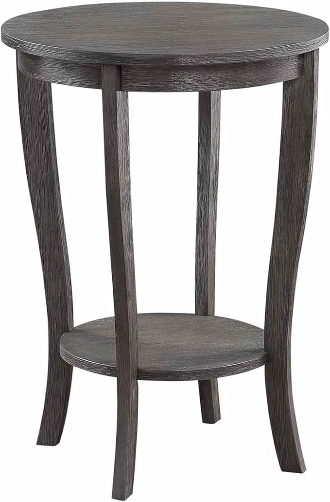 Convenience Concepts American Heritage Round End Table, Dark Gray Wirebrush by ConvenienceConcepts