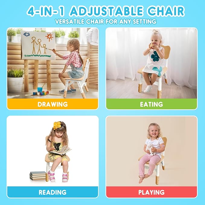 Kids Height Adjustable Toddler Chair Max Load 220LBS Plastic Indoor Outdoor - Image 7