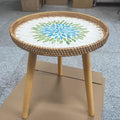 Rattan Round Side Table, Handmade Rattan Tray by LANYANZI
