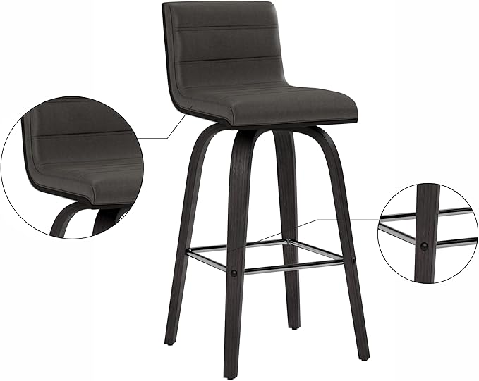 Armen Living Vienna 26" Swivel Counter Stool in Black Wood Finish - Image 13