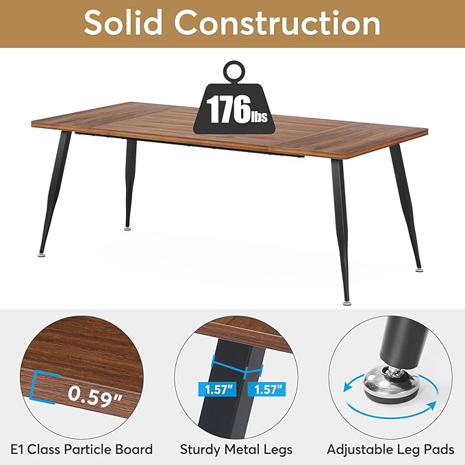 LITTLE TREE 70.9 Inch Large Rectangular Dining Table Kitchen Furniture - Image 7