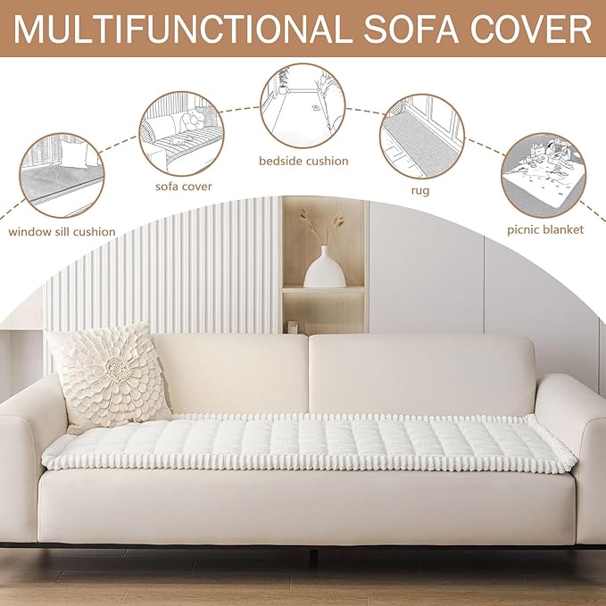 Smiry Couch Cover for Dogs Washable, Non Slip Fuzzy Pet Couch Covers for 3 - Image 2