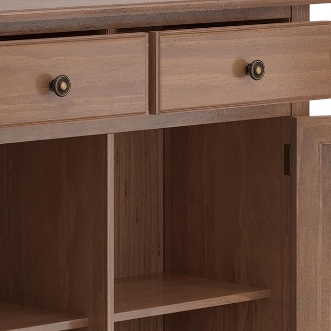 SIMPLIHOME Connaught 40-inch Wide Solid Wood Storage Cabinet in Medium Saddle - Image 8