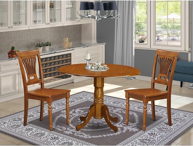 East West Furniture DLPL3-SBR-W 3 Piece Dining Table Set - Image 6