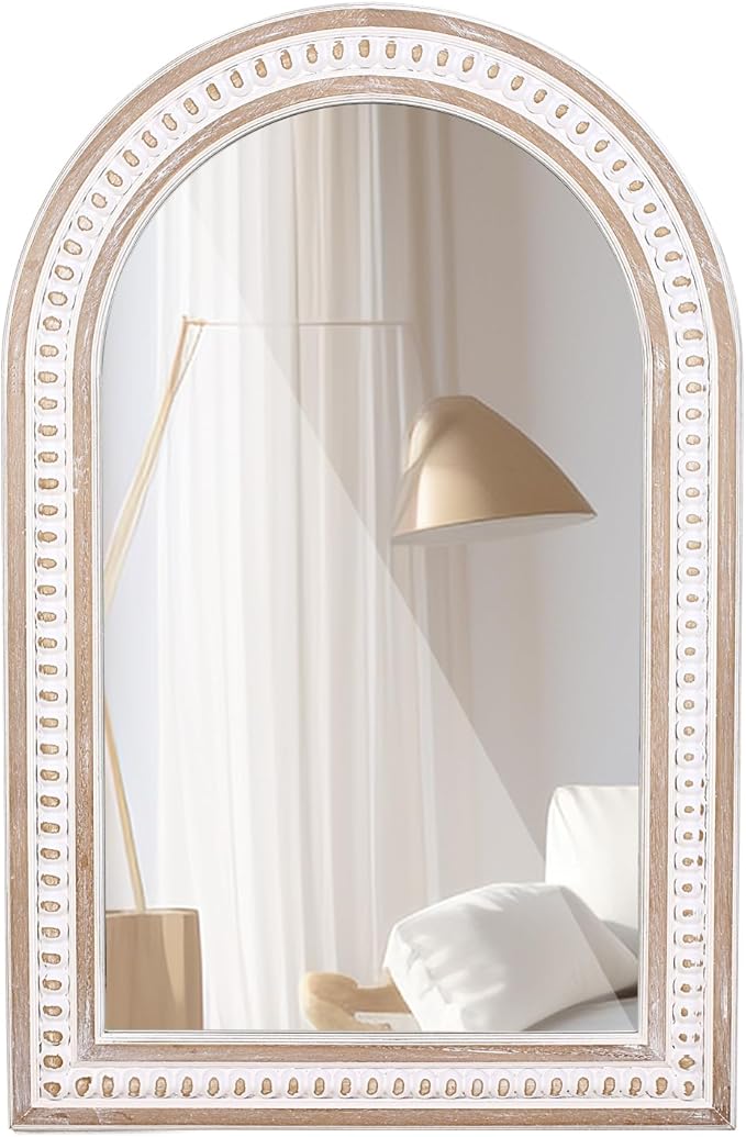 36x24 Boho Wooden Arched Wall Mirror by DecointoWallDecor