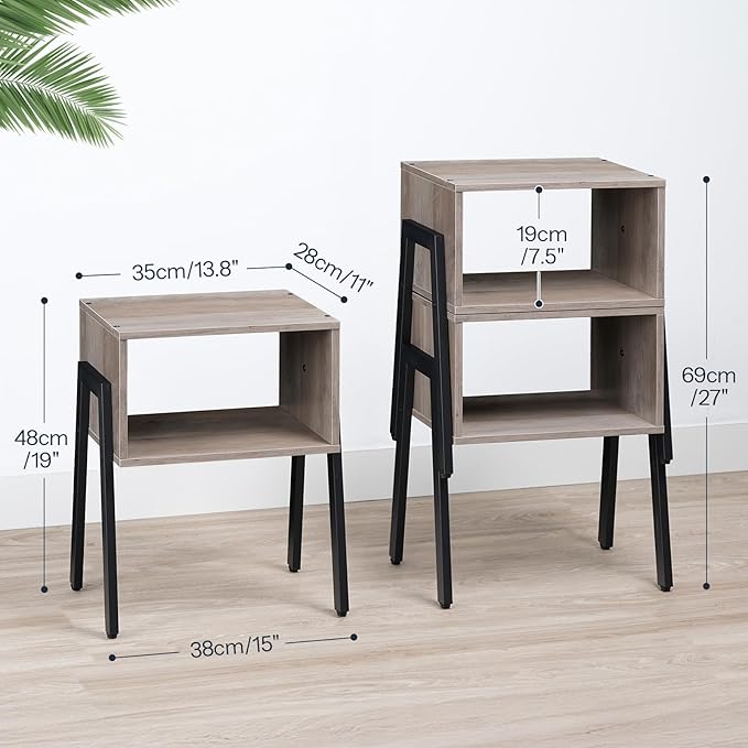 HOOBRO Nightstands Set of 2, Stackable End Table, Side Table, Bedside Tables - Image 3