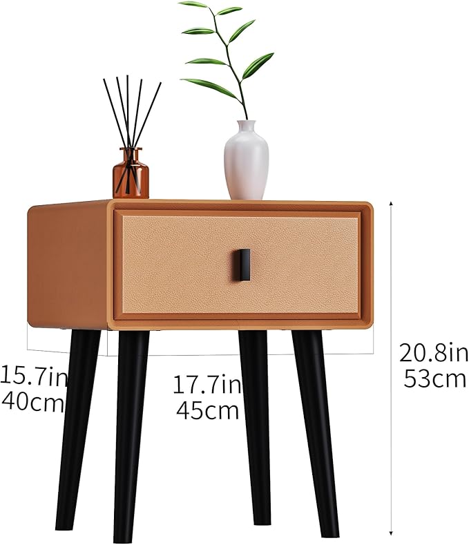 VICITON Nightstand, Fully Assembled Bedside Cabinet Mid Century Night Stand - Image 3