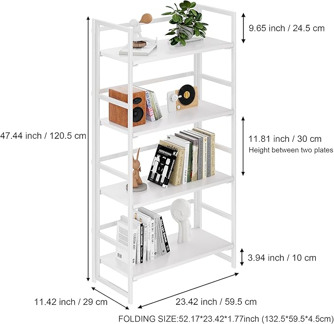 BHG Vintage Multifunctional Folding Bookshelf, No-Assembly Plant Stand Storage - Image 3