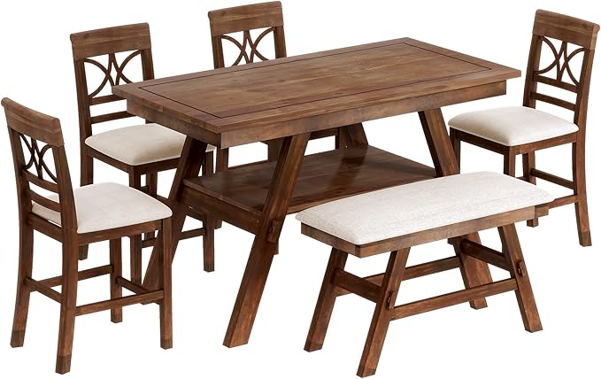 Merax 6 Piece Wood Counter Height Dining Table Set - Image 7
