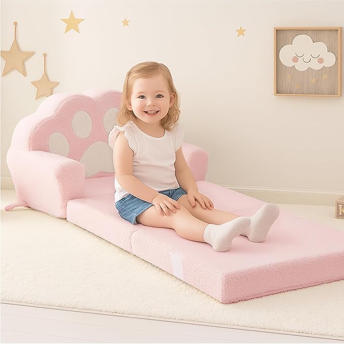 MONKISS Cat Paw Kids Couch, Toddler Chairs Comfy, Toddler Couch Bed Fold Out - Image 5