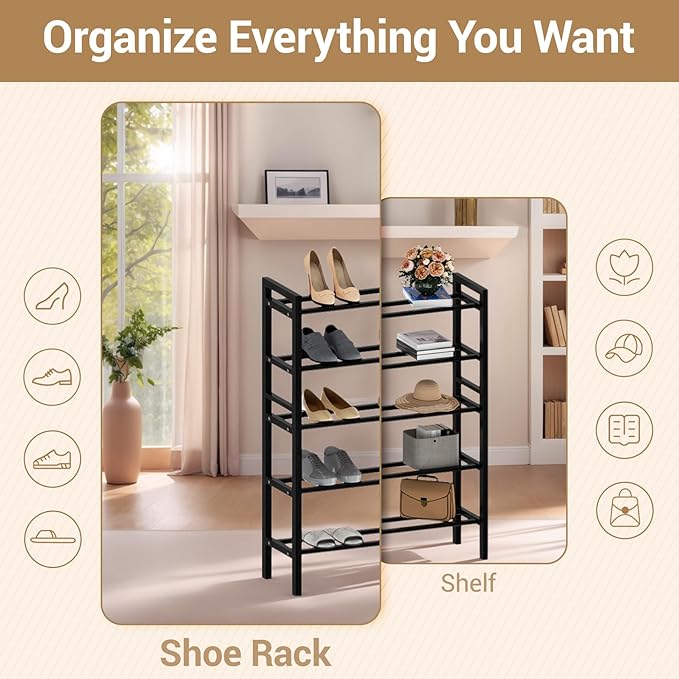 Haddockway Bamboo Shoe Rack for Closet, Free Standing Shoe Organizer - Image 5