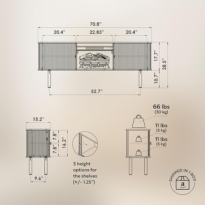 WERMO 71'' Electric Fireplace TV Stand - Image 3