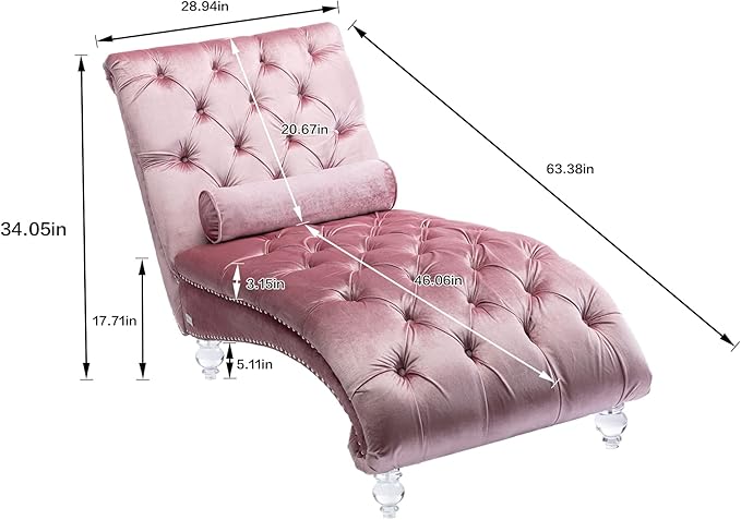 HomSof Modern Armless Velvet Chaise Lounge Indoor Chair - Image 2