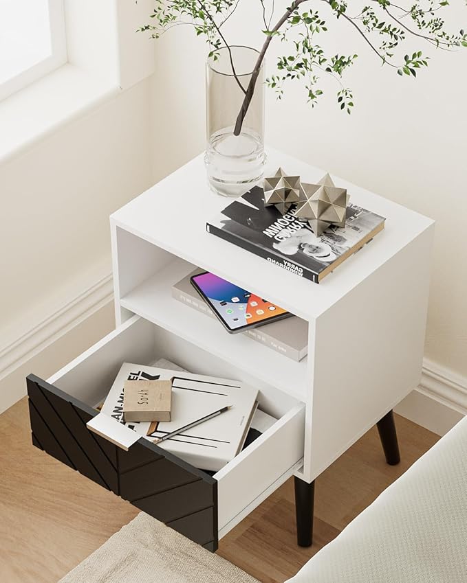 Nightstand, Bedside Table with Gold Frame, Modern Bedside Furniture, End Table - Image 4