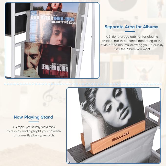 Record Player Stand, 3-Tier Vinyl Record Storage, Turntable Stand - Image 4