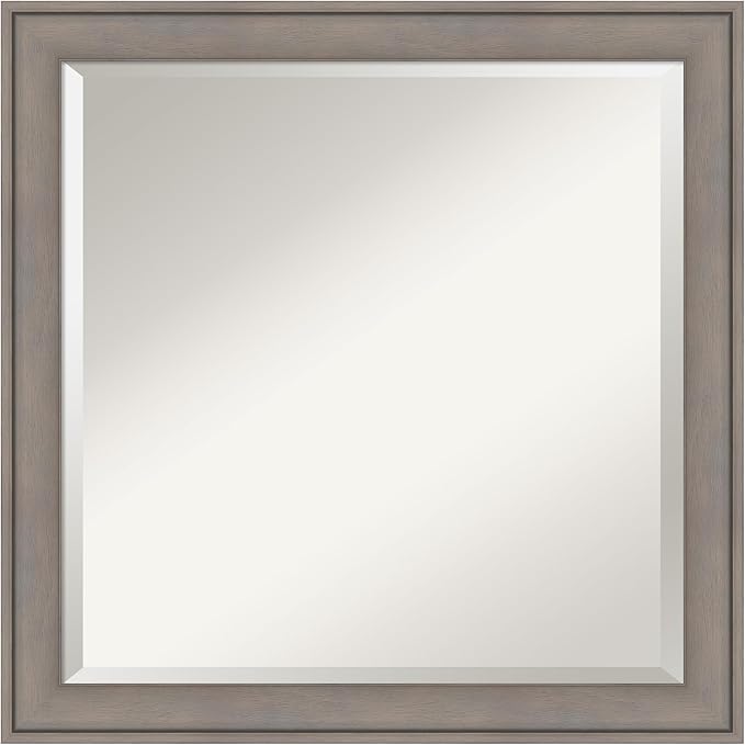 Amanti Art Grey Wall Mirror 24x24 Greywash Square Bathroom Mirror by AmantiArt