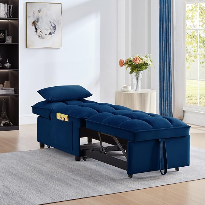 KEIKI Velvet Single Convertible Sleeper Chair Sofa Bed - Image 2
