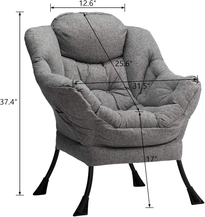 HollyHOME Modern Fabric Large Lazy Chair, Accent Oversized Comfy Reading Chair - Image 3