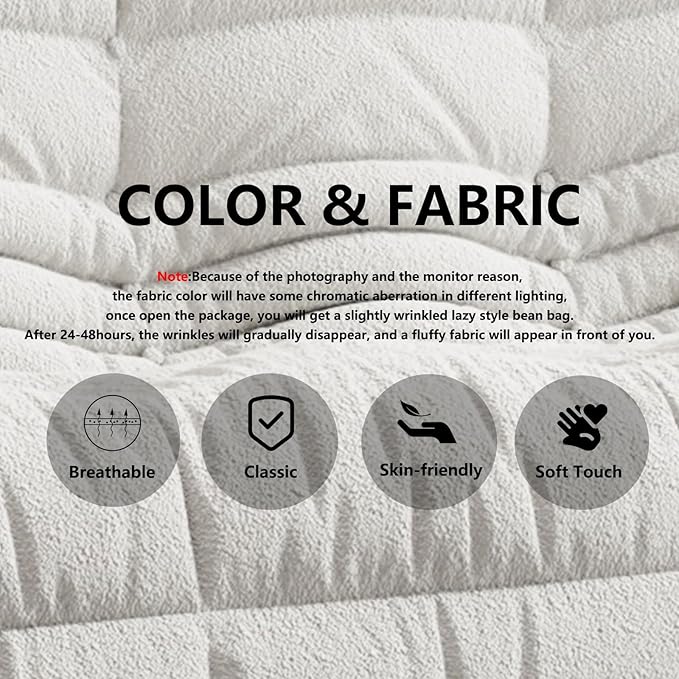 Bean Bag Chairs for Adults, BeanBag Reading Chair Memory Foam Couch 3-Seater - Image 4