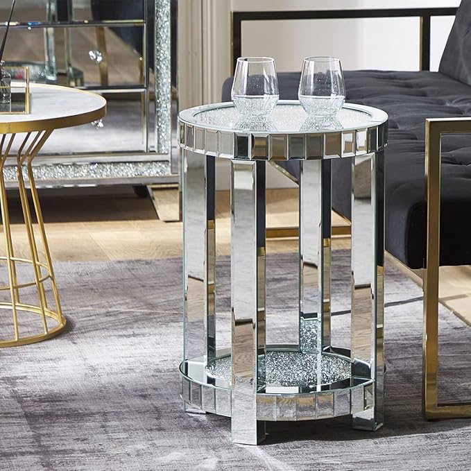 SHYFOY Mirrored End Table Round - Image 3