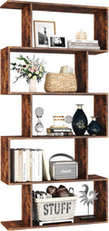 Yusong Bookshelf 5-Tier, Geometric Bookcase S Shaped Book Shelves by Yusong