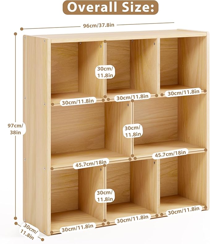 3-Tier Montessori Solid Wood Shelves Toy Organizers and Storage, 8-Compartment - Image 2