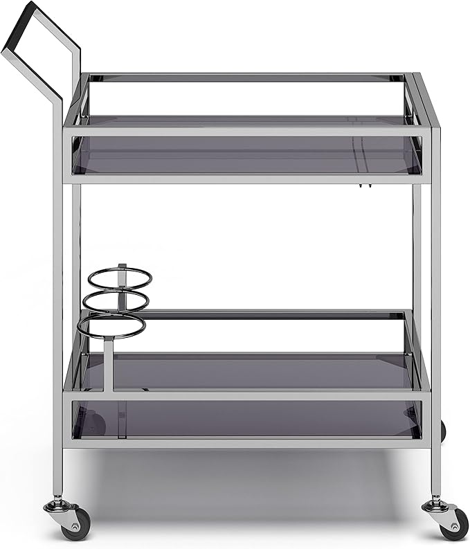 SIMPLIHOME Watts Modern 26 inch Wide Bar Cart in Chrome - Image 6