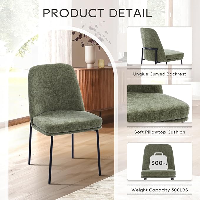 COLAMY Modern Dining Chairs Set of 6, Fabric Upholstered Dining Room Chairs - Image 3