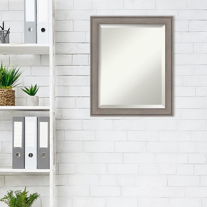 Amanti Art Grey Wall Mirror 24x20 Greywash Rectangle Bathroom Mirror - Image 5
