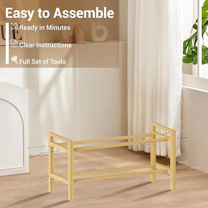 Haddockway Bamboo Shoe Rack for Closet, Free Standing Shoe Organizer - Image 4