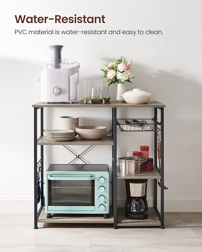 VASAGLE ALINRU Kitchen Baker’s Rack, Coffee Bar, Microwave Oven Stand, - Image 5